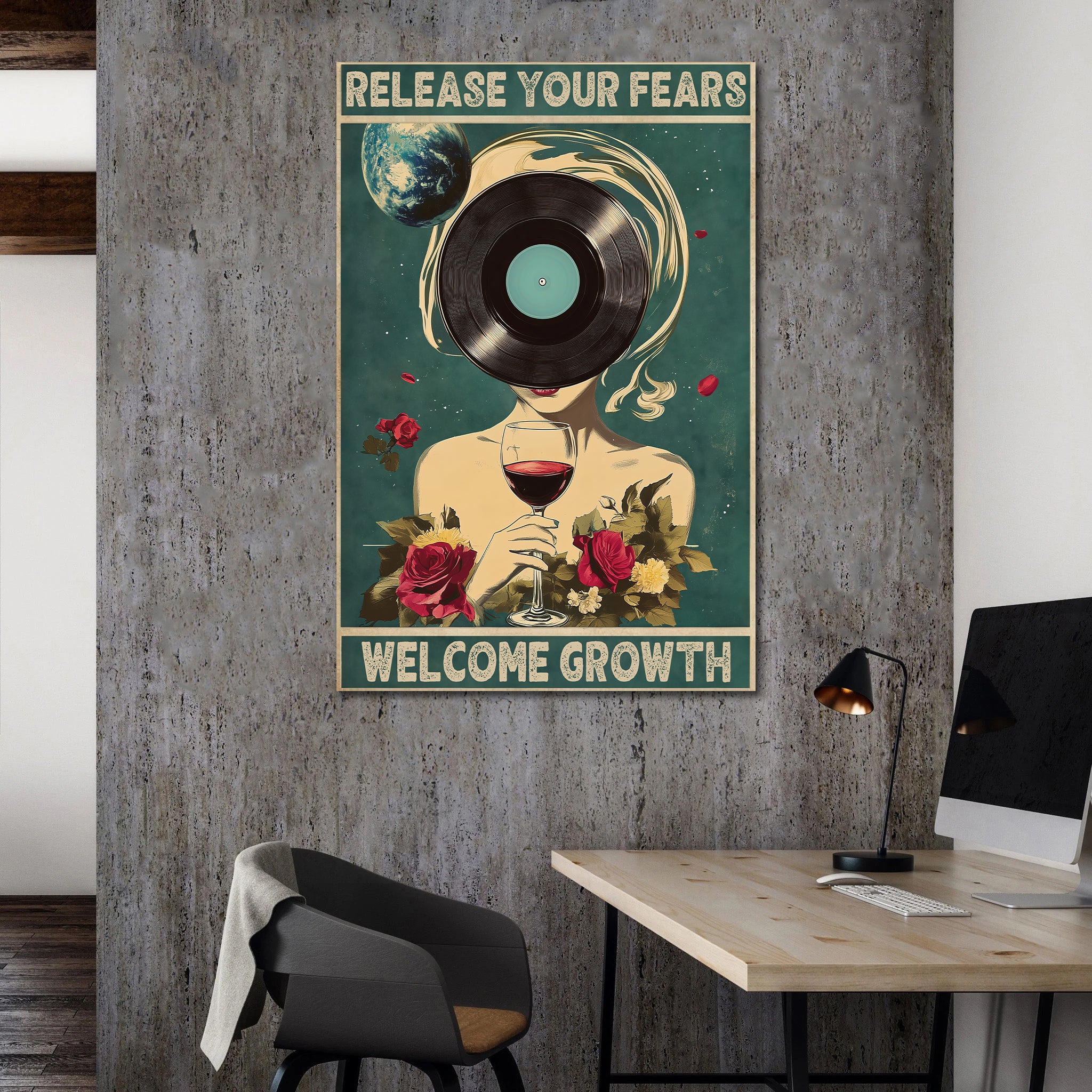 Pine Stretched  Framed 1 Panel - Release Your Fears Welcome Growth