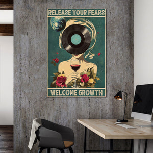 Pine Stretched  Framed 1 Panel - Release Your Fears Welcome Growth