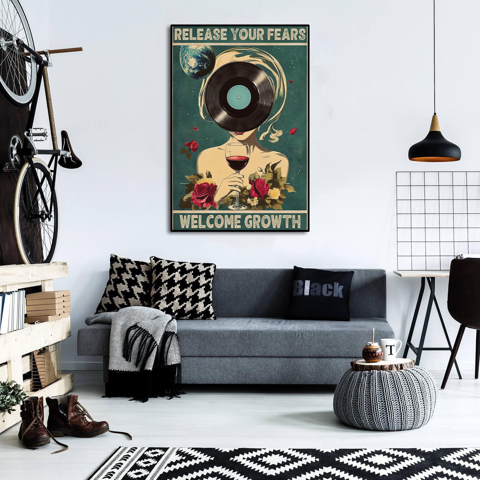 Pine Stretched  Framed 1 Panel - Release Your Fears Welcome Growth