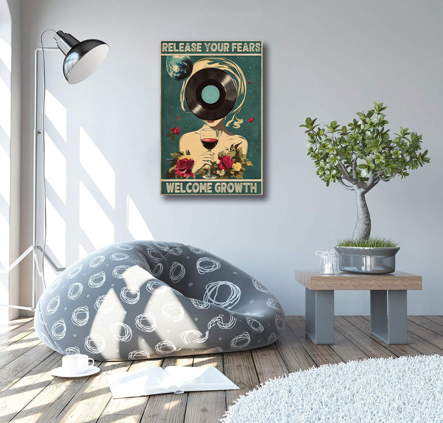 Pine Stretched  Framed 1 Panel - Release Your Fears Welcome Growth