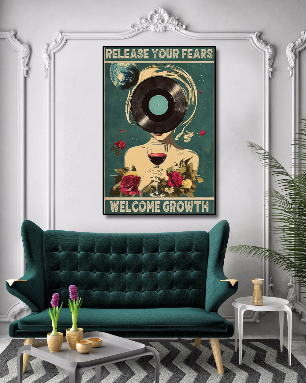Pine Stretched  Framed 1 Panel - Release Your Fears Welcome Growth