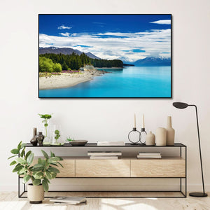 Pine Stretched  Framed 1 Panel - Pukaki lake, New Zealand
