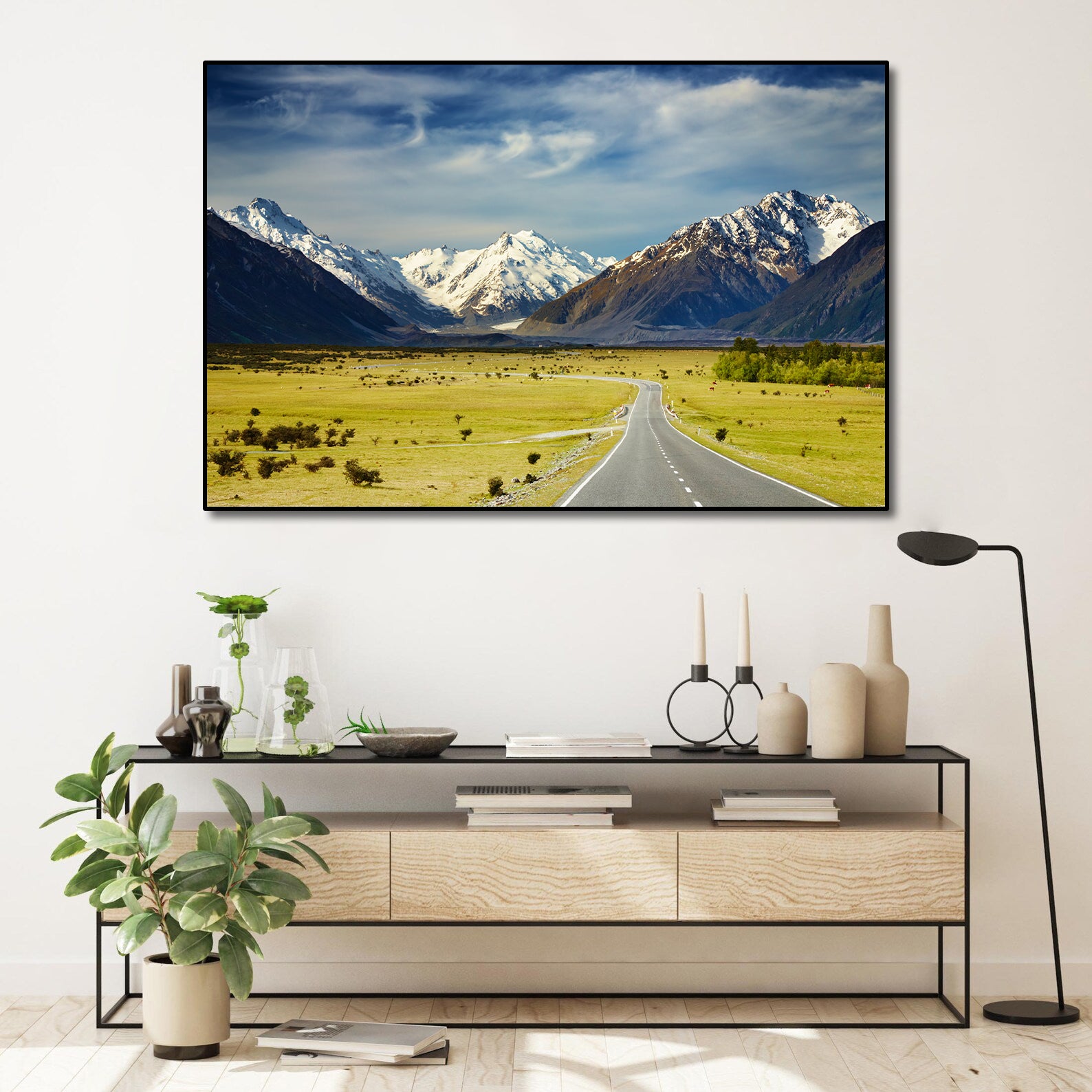 Pine Stretched  Framed 1 Panel - Road to Southern Alps