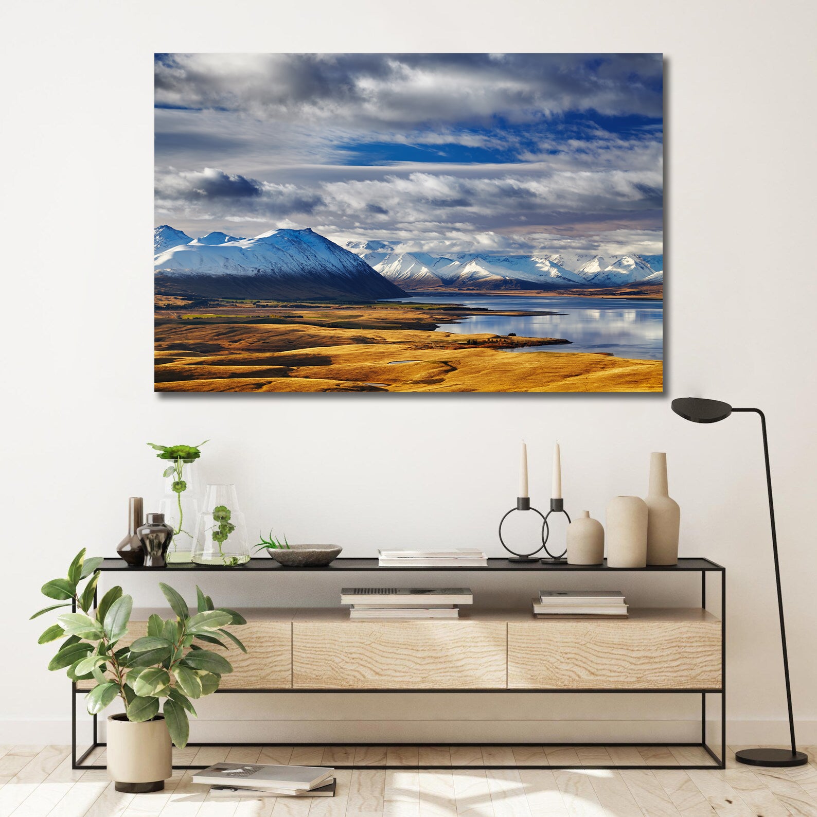 Pine Stretched  Framed 1 Panel - Southern Alps, New Zealand.