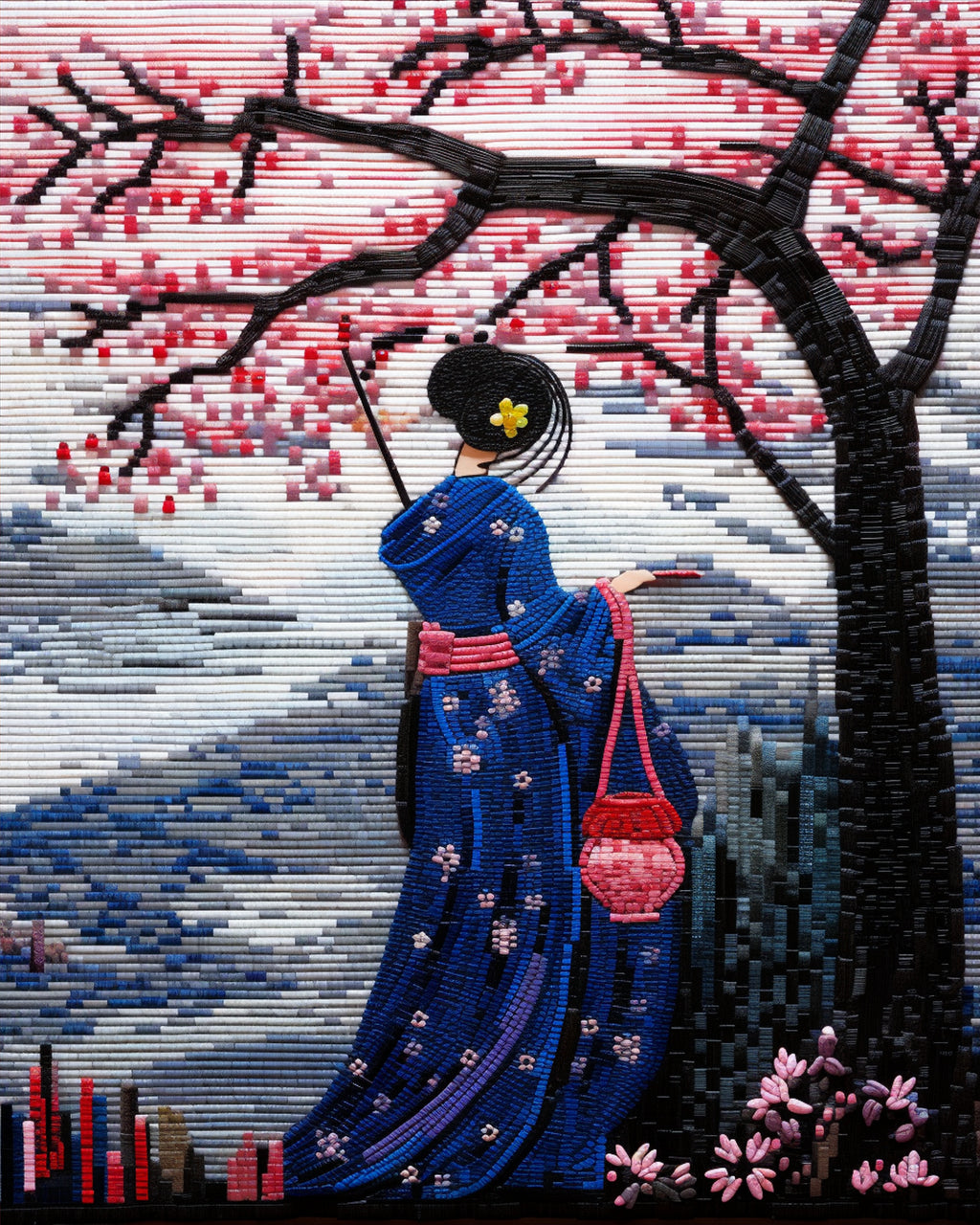 Pine Stretched  Framed 1 Panel - Japanese Art