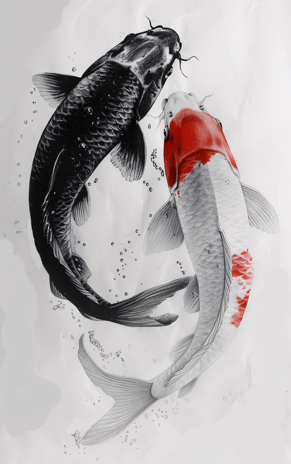 Pine Stretched  Framed 1 Panel -Japanese koi