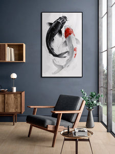 Pine Stretched  Framed 1 Panel -Japanese koi