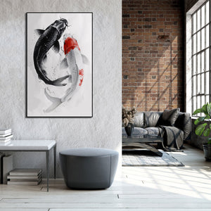 Pine Stretched  Framed 1 Panel -Japanese koi