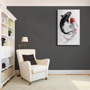 Pine Stretched  Framed 1 Panel -Japanese koi