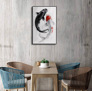 Pine Stretched  Framed 1 Panel -Japanese koi