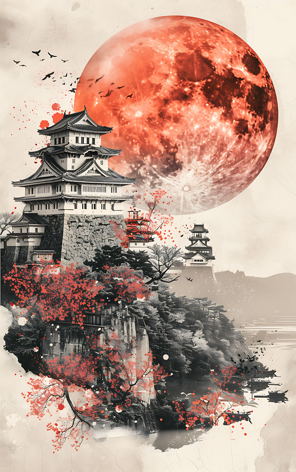 Pine Stretched  Framed 1 Panel - Himeji Castle Japan
