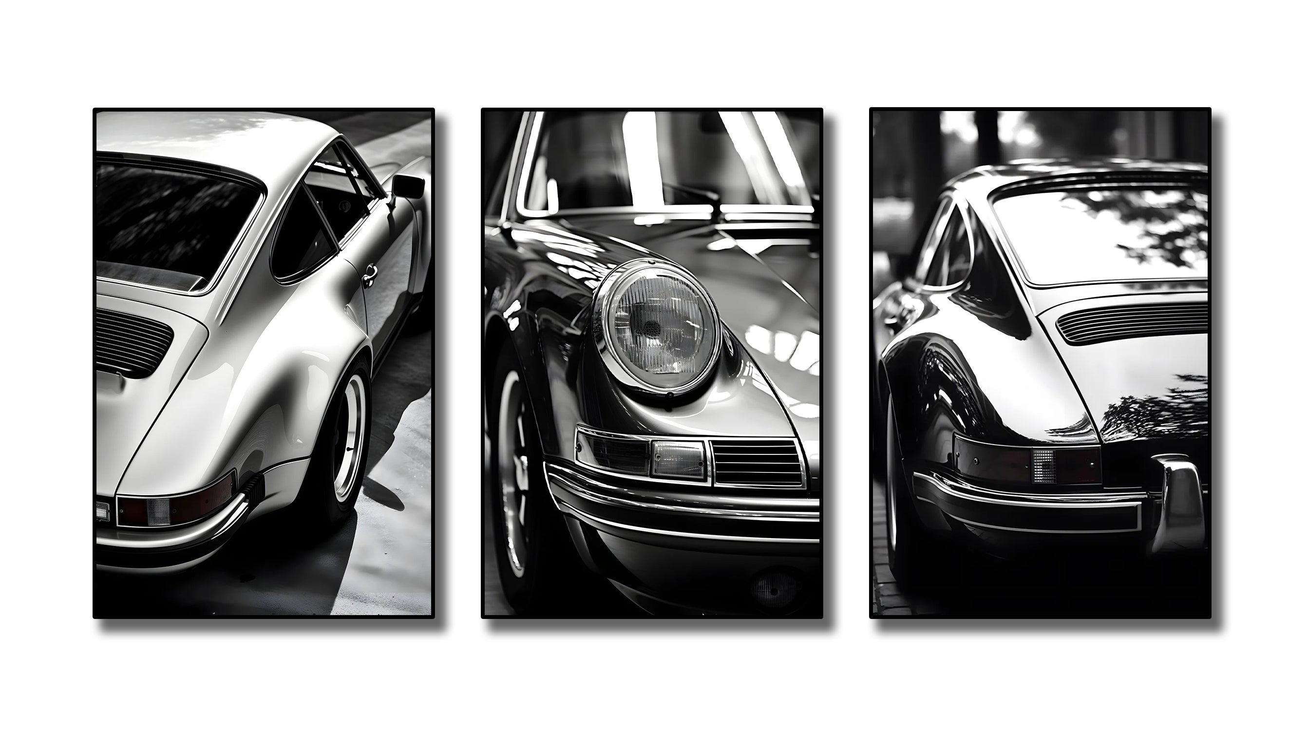 Pine Stretched  Framed 3 Panels - Porsche
