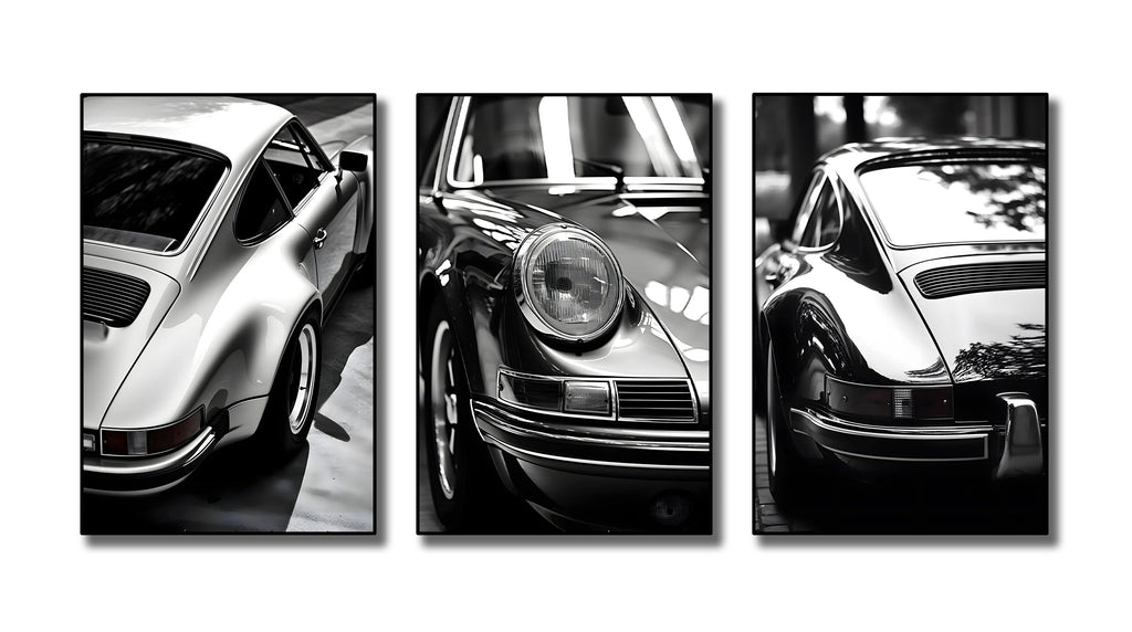 Pine Stretched  Framed 3 Panels - Porsche