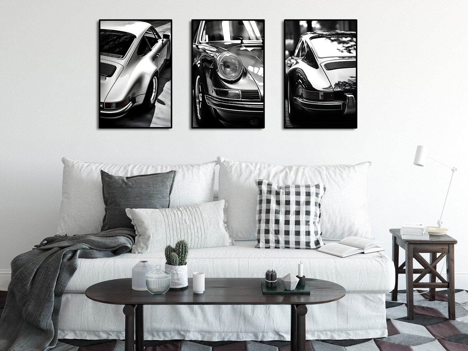 Pine Stretched  Framed 3 Panels - Porsche