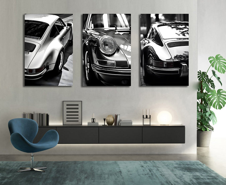 Pine Stretched  Framed 3 Panels - Porsche