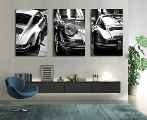 Pine Stretched  Framed 3 Panels - Porsche