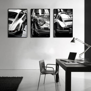 Pine Stretched  Framed 3 Panels - Porsche