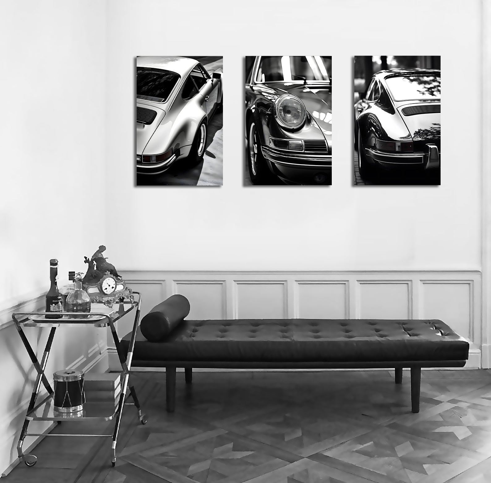 Pine Stretched  Framed 3 Panels - Porsche