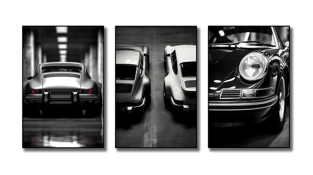 Pine Stretched  Framed 3 Panels - Porsche