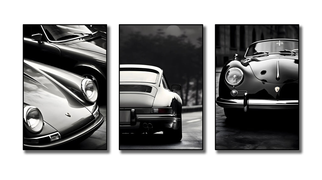 Pine Stretched  Framed 3 Panels - Porsche