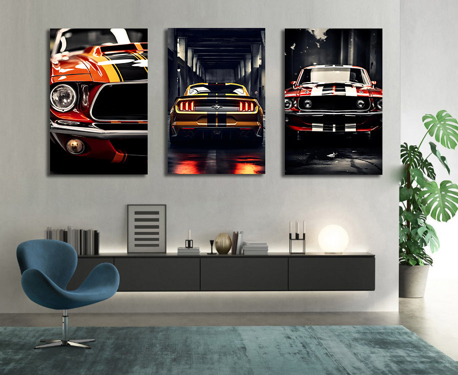 Pine Stretched  Framed 3 Panels - Ford Mustang