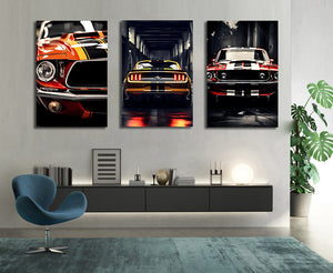 Pine Stretched  Framed 3 Panels - Ford Mustang