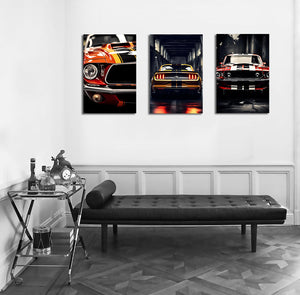 Pine Stretched  Framed 3 Panels - Ford Mustang