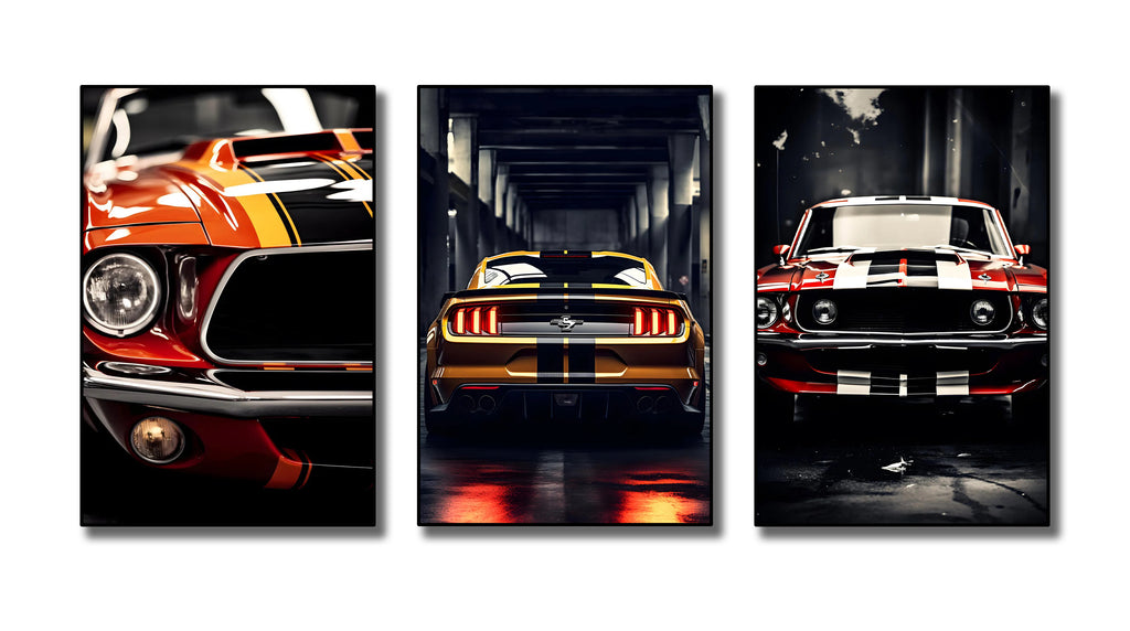 Pine Stretched  Framed 3 Panels - Ford Mustang