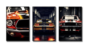 Pine Stretched  Framed 3 Panels - Ford Mustang