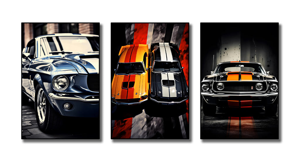 Pine Stretched  Framed 3 Panels - Ford Mustang