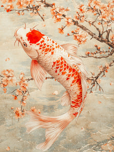 Pine Stretched  Framed 3 Panels - Japanese Koi