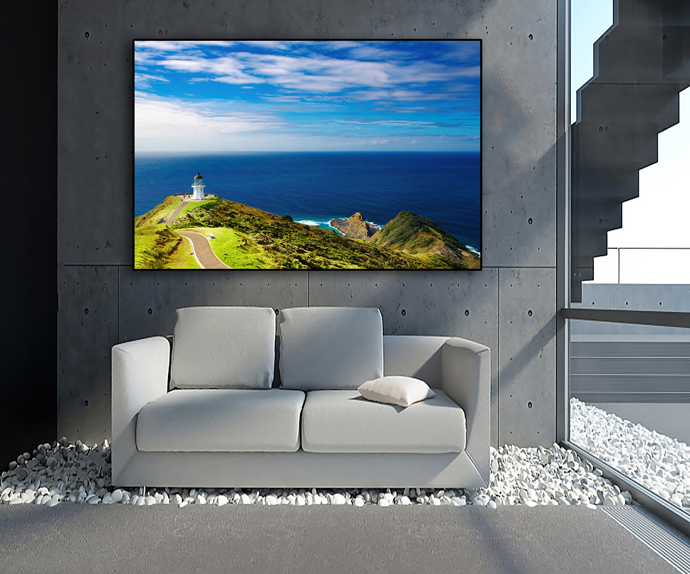 Pine Stretched  Framed 1 Panel - Cape Reinga Lighthouse, New Zealand