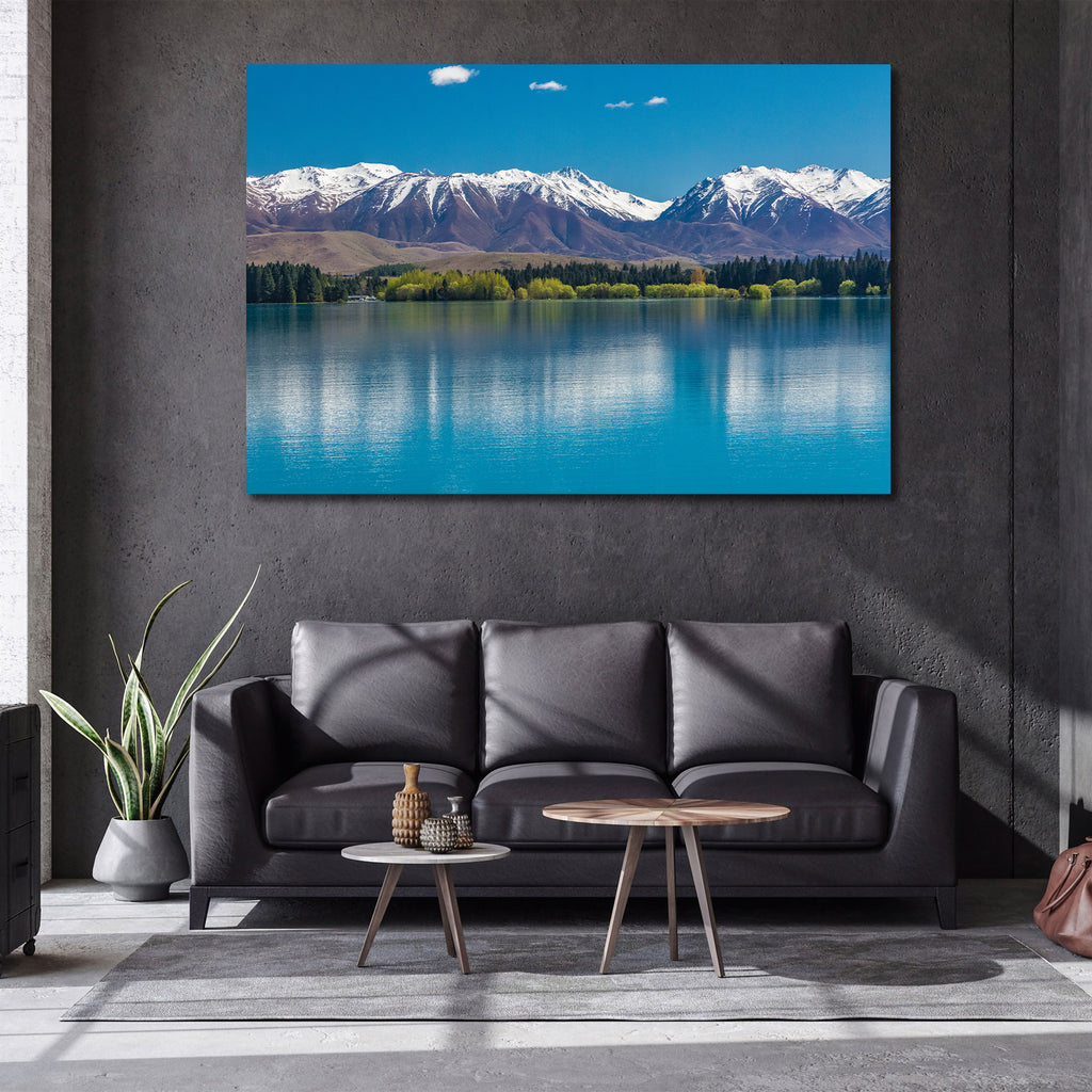 Pine Stretched  Framed 1 Panel - Lake Ruataniwha, New Zealand, South Island