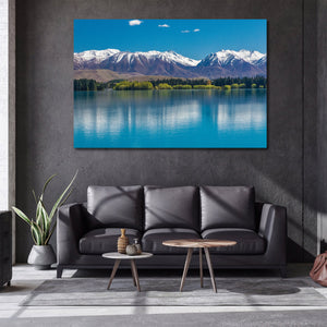 Pine Stretched  Framed 1 Panel - Lake Ruataniwha, New Zealand, South Island