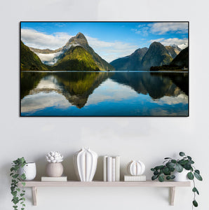 Pine Stretched  Framed 1 Panel - Milford Sound in New Zealand