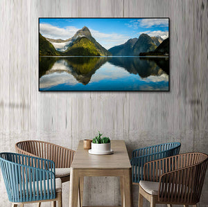 Pine Stretched  Framed 1 Panel - Milford Sound in New Zealand
