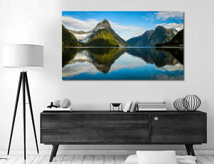 Pine Stretched  Framed 1 Panel - Milford Sound in New Zealand