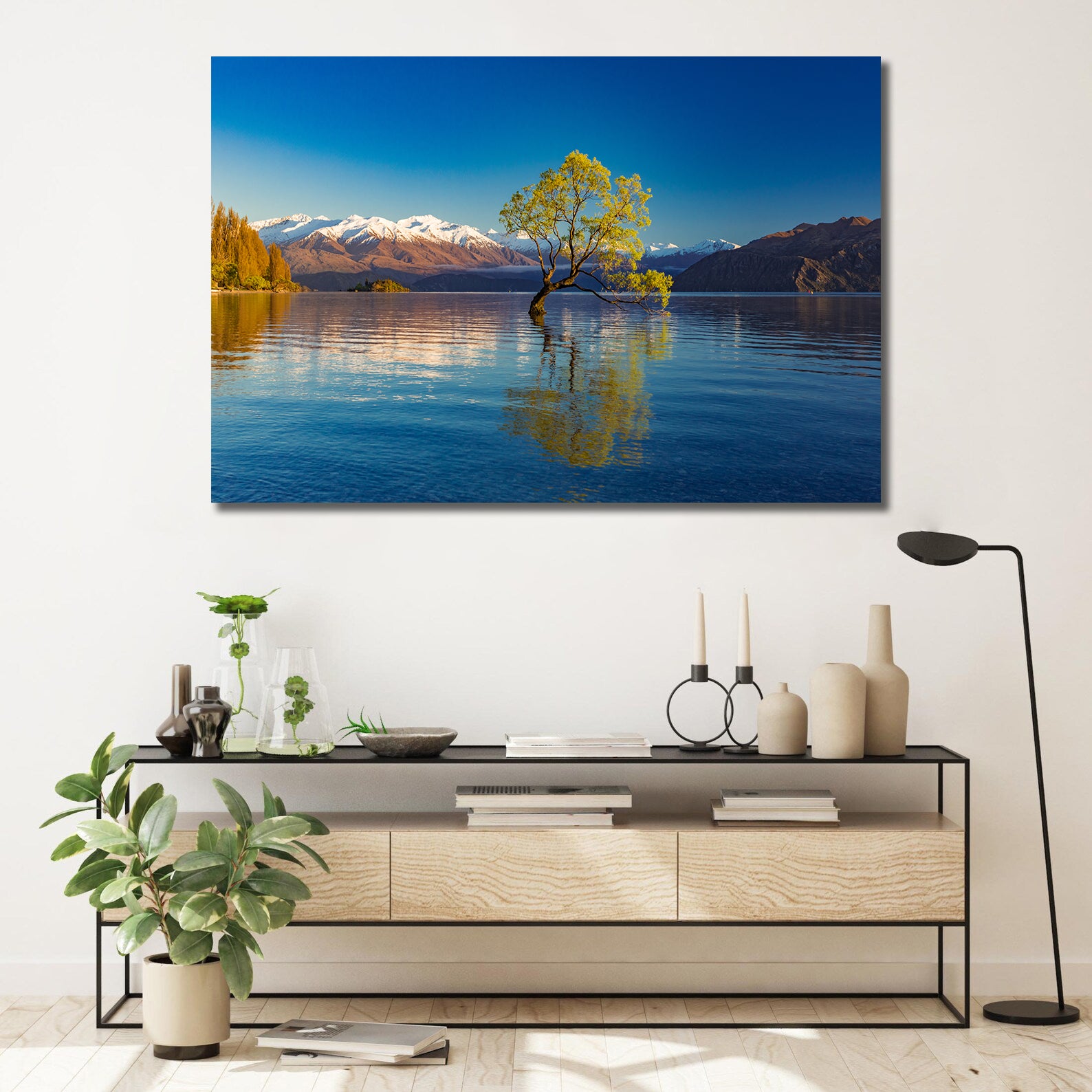 Pine Stretched  Framed 1 Panel - Lake Wanaka in Autumn