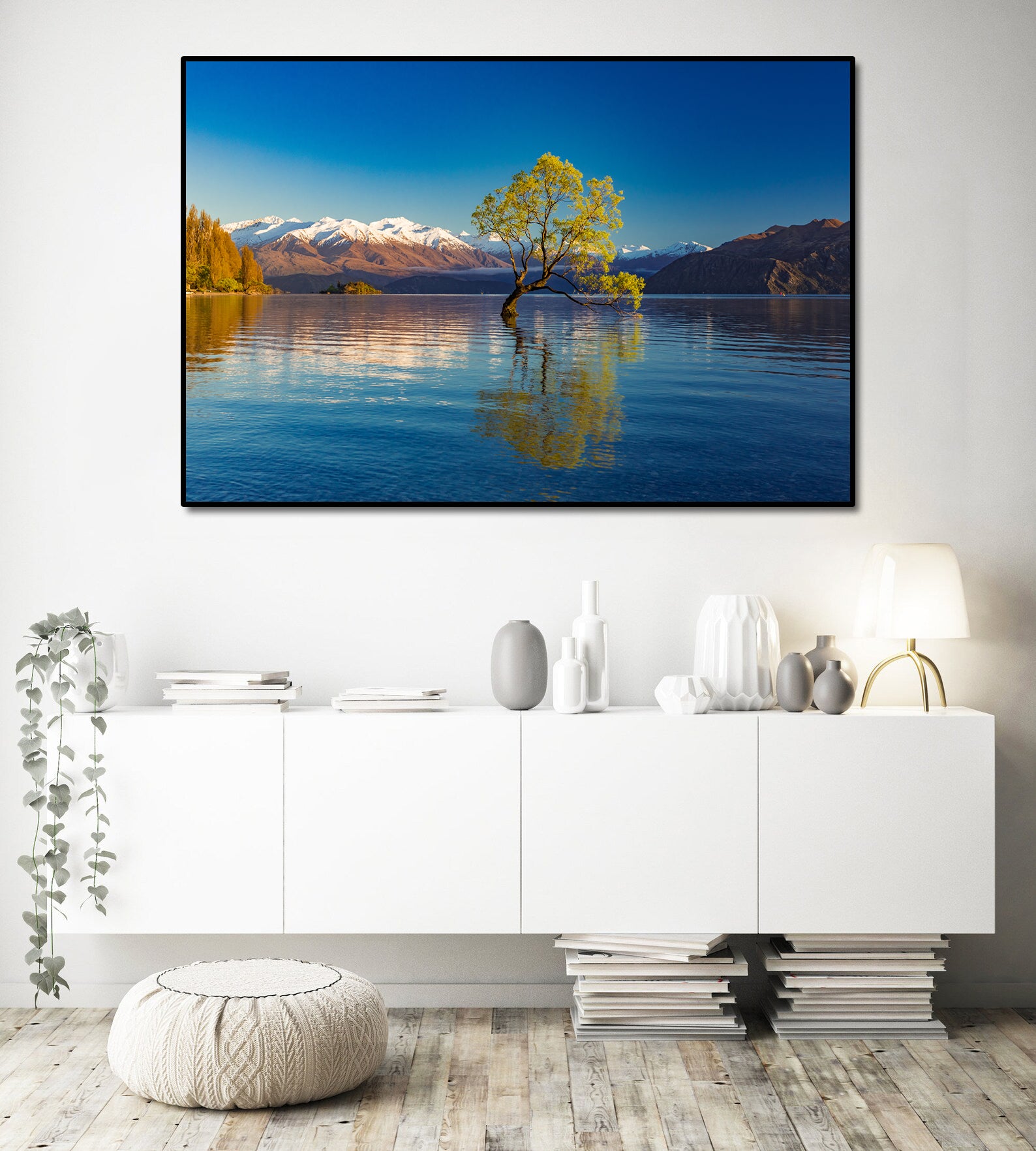 Pine Stretched  Framed 1 Panel - Lake Wanaka in Autumn