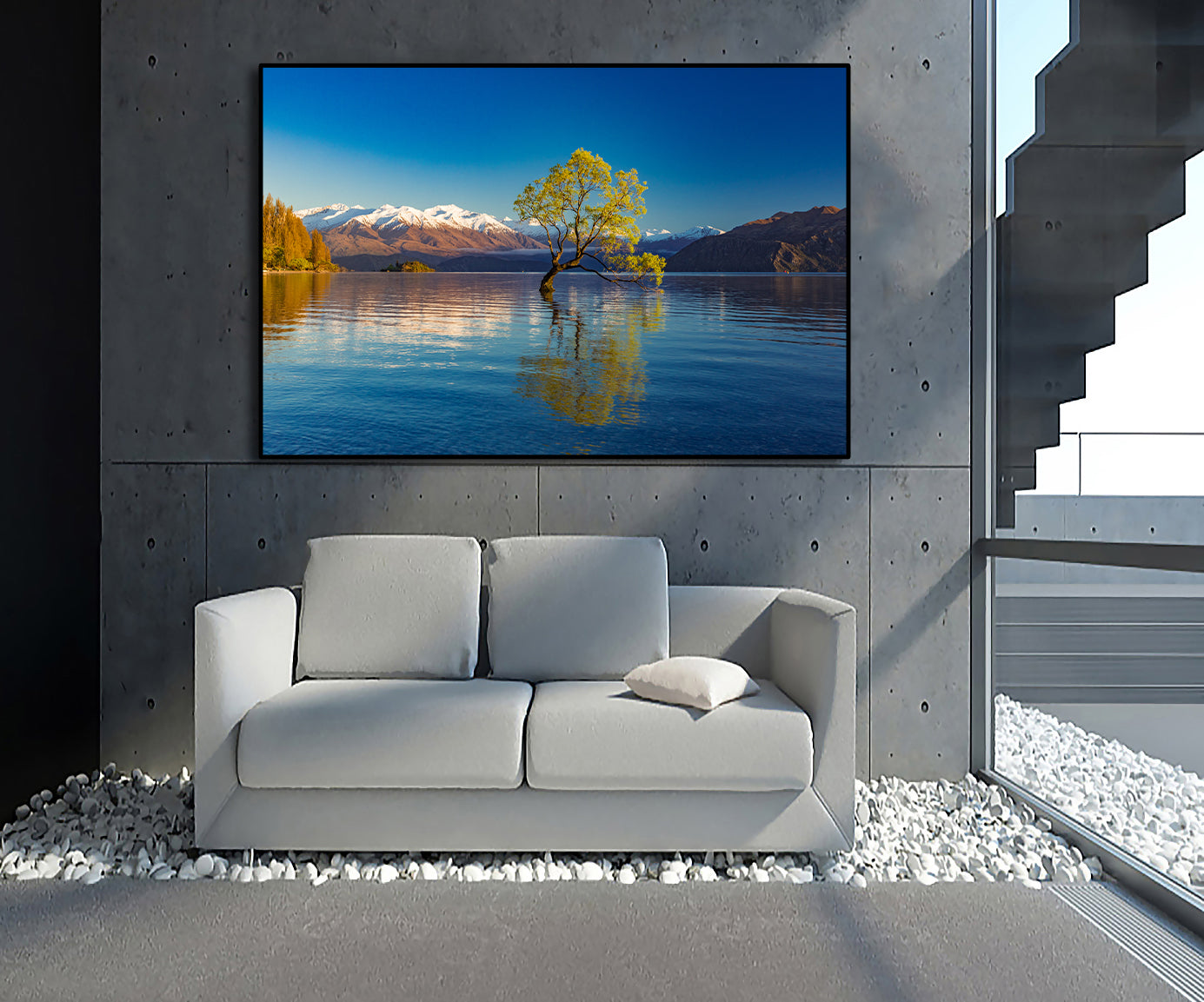 Pine Stretched  Framed 1 Panel - Lake Wanaka in Autumn