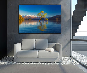 Pine Stretched  Framed 1 Panel - Lake Wanaka in Autumn