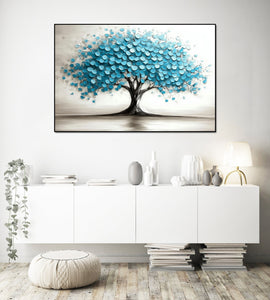 Pine Stretched  Framed 1 Panel - Blue Tree