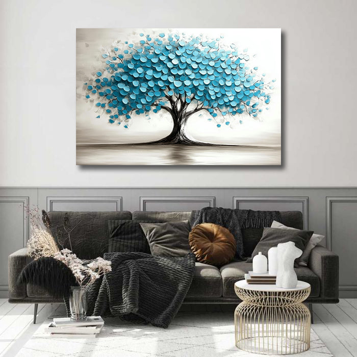Pine Stretched  Framed 1 Panel - Blue Tree