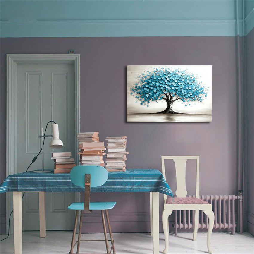Pine Stretched  Framed 1 Panel - Blue Tree