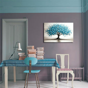 Pine Stretched  Framed 1 Panel - Blue Tree