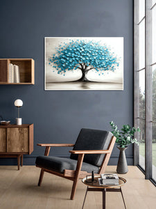 Pine Stretched  Framed 1 Panel - Blue Tree