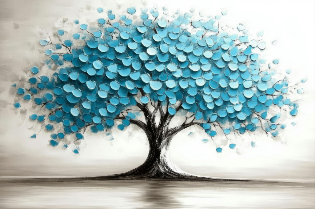 Pine Stretched  Framed 1 Panel - Blue Tree