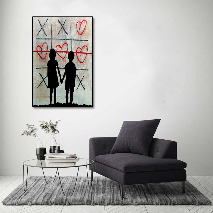 Banksy | Urban Graffiti Canvas Wall Art Print Poster | Home Decor | Stretched 1 Panel - Love Wins