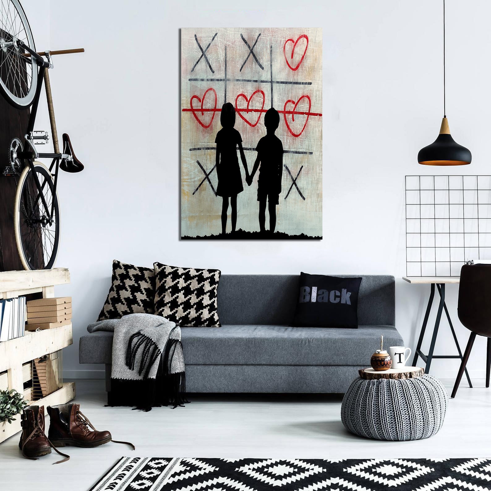 Banksy | Urban Graffiti Canvas Wall Art Print Poster | Home Decor | Stretched 1 Panel - Love Wins