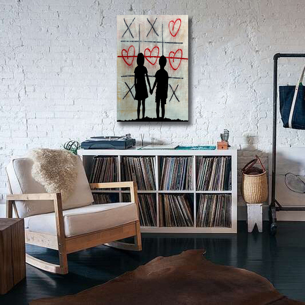 Banksy | Urban Graffiti Canvas Wall Art Print Poster | Home Decor | Stretched 1 Panel - Love Wins
